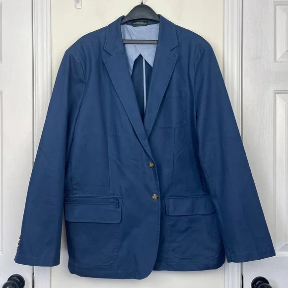 VTG LL Bean Travel Blazer Chore Field Jacket 50L Tall Cotton Canvas Coolmax Blue - Picture 3 of 15
